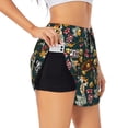 thumbnail image 1 of Yiaed Vintage Casino Chips Print Women's Running Shorts with Liner 3 Zipper Pockets Elastic Workout Athletic Gym Yoga Shorts-Large, 1 of 7