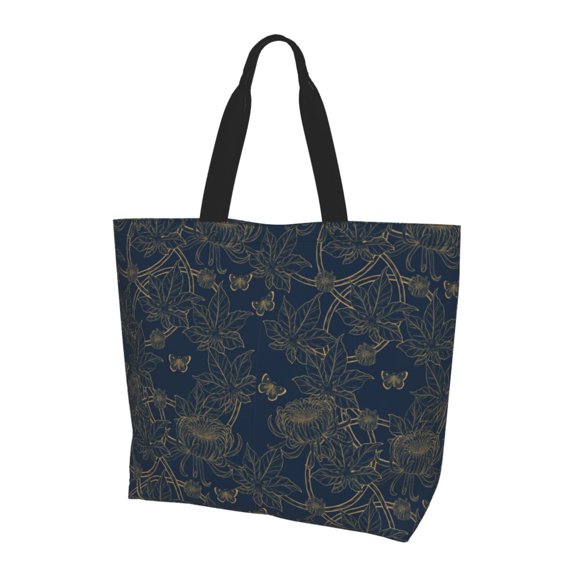 Yiaed Vintage Chrysanthemum Print Handbag for Women Tote Purse Shoulder Bag Large Fashion Hobo Purse Handbag Shopping Tote