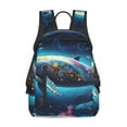 thumbnail image 1 of Yiaed Vintage Colorful Patterned Dolphin Print Lightweight Backpack Travel Backpacks Hiking Daypack for Women Men, 1 of 5