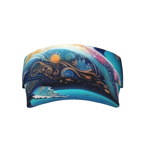 Yiaed Vintage Colorful Patterned Dolphin Print Sport Sun Visor Hats Adjustable Empty Top Baseball Cap Cotton Ball Caps for Women and Men