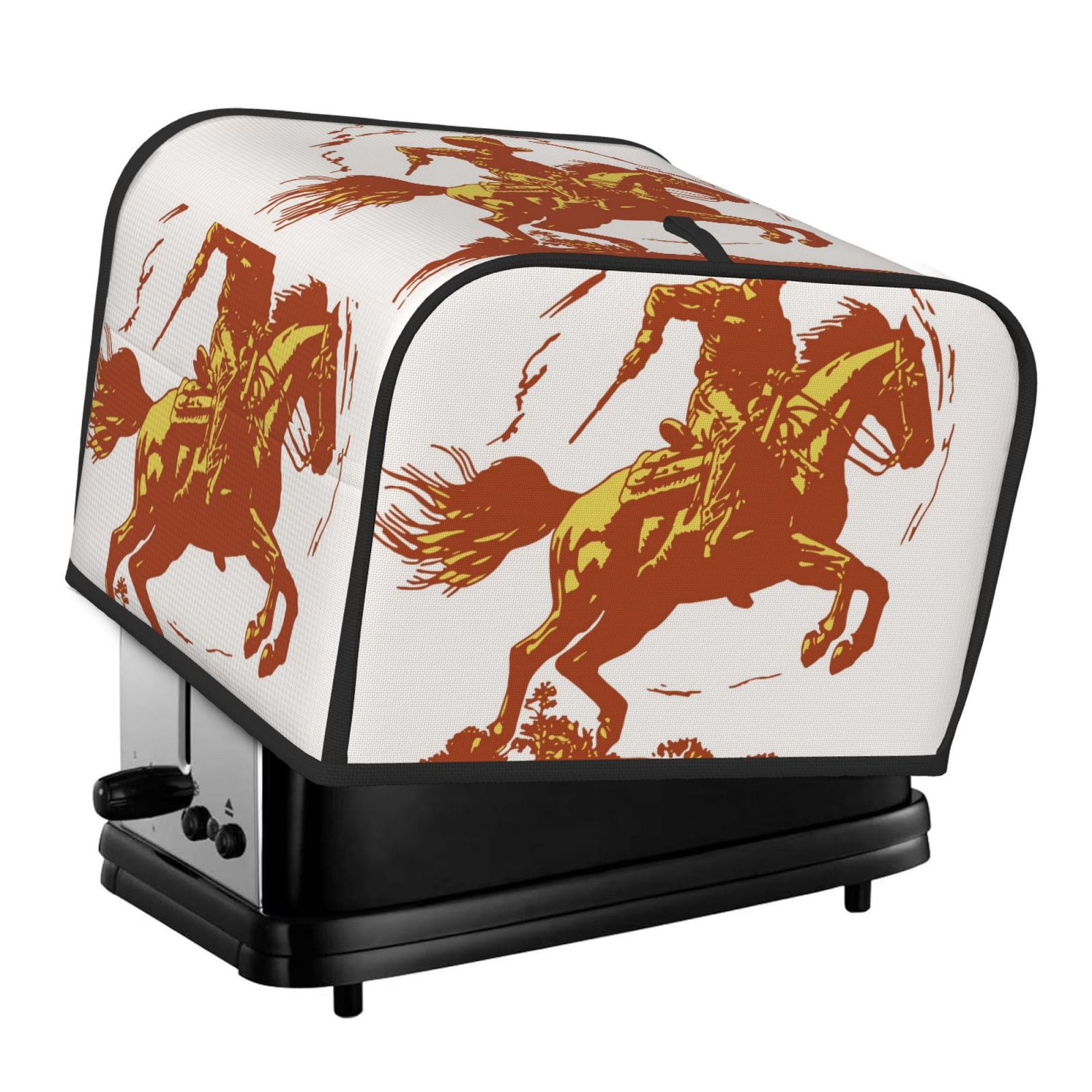 Yiaed Vintage Cowboy On A Bronco Horse Print 4 Slice Toaster Dust Cover