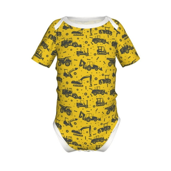 Yiaed Vintage Excavator Print Infant Climbing Short Sleeve Onesie One-Piece Baby Bodysuit Clothes 0-12 Months -3 Months