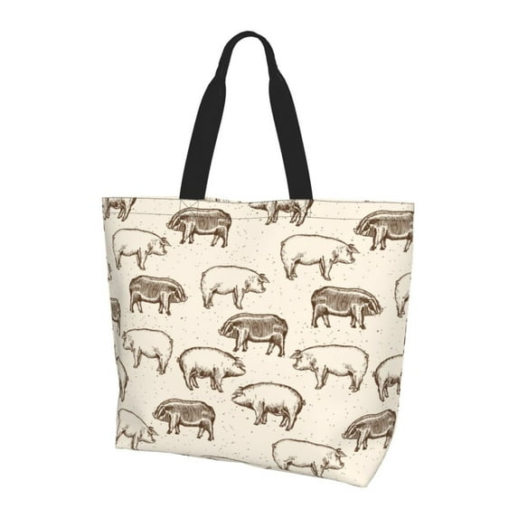 Yiaed Vintage Farm Pigs Print Handbag for Women Tote Purse Shoulder Bag Large Fashion Hobo Purse Handbag Shopping Tote