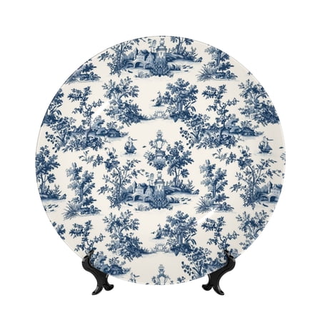 Yiaed Vintage Floral 1 Print Bone China Decorative Plate Ceramic Dinner Plates Art Crafts with Display Stand-6in