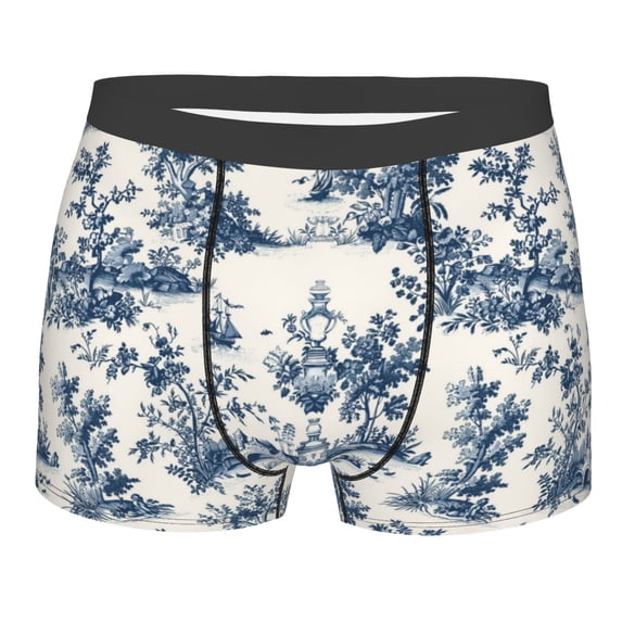 Yiaed Vintage Floral 1 Print Men's Soft Cotton Boxer Shorts Breathable Boxers Underwear Moisture-Wicking Underwear Stretch Boxer Briefs for Man-XX-Large