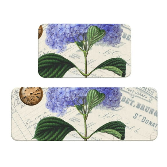 Yiaed Vintage Flower Kitchen Rugs Sets of 2 Kitchen Mats Cushioned Anti Fatigue Kitchen Rug Tapetes Para Cocina for Sink,Laundry Room