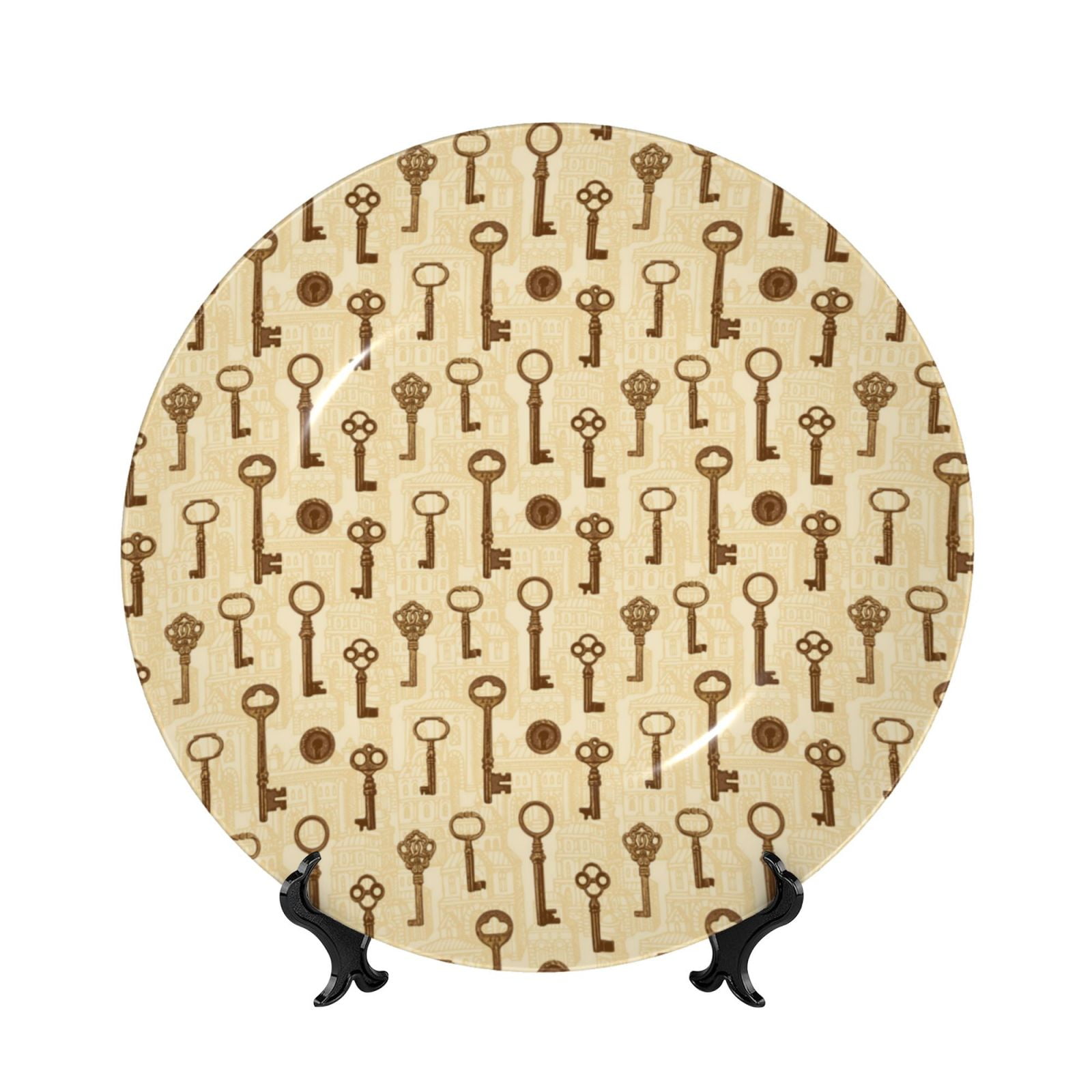 Yiaed Vintage Keys Print Bone China Decorative Plate Ceramic Dinner ...