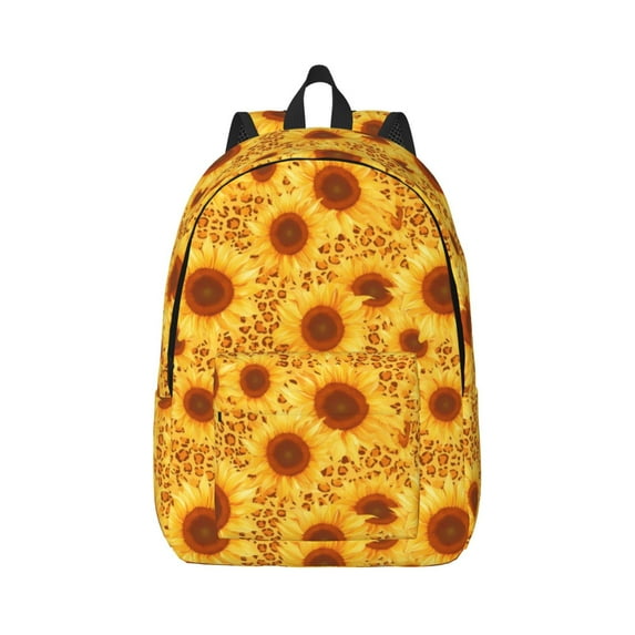 Yiaed Vintage Leopard Print Sunflower Print Backpack, Premium Laptop Backpack, Travel Backpack for Women, Lightweight Backpacks, Comfortable Back Pack-Medium