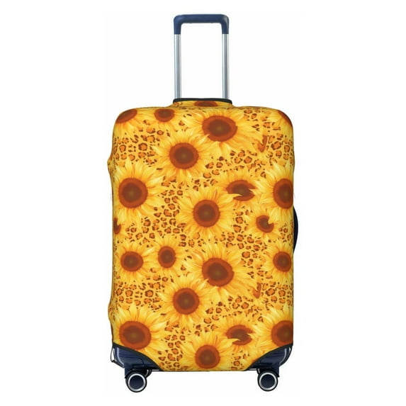 Yiaed Vintage Leopard Print Sunflower Print Travel Luggage Cover Suitcase Protector Fits 18-32 Inch Luggage Wheel Covers Patterned Elastic Luggage Anti-scratch（No luggage）-Medium