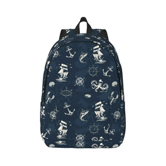 Yiaed Vintage Marine Print Backpack, Premium Laptop Backpack, Travel Backpack for Women, Lightweight Backpacks, Comfortable Back Pack-Medium