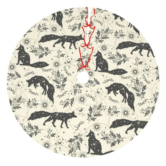 Yiaed Vintage Moon Fox Print Christmas Tree Skirt , Tree SkirtsTree Mat for Christmas Winter Holiday Indoor Decorations-36"