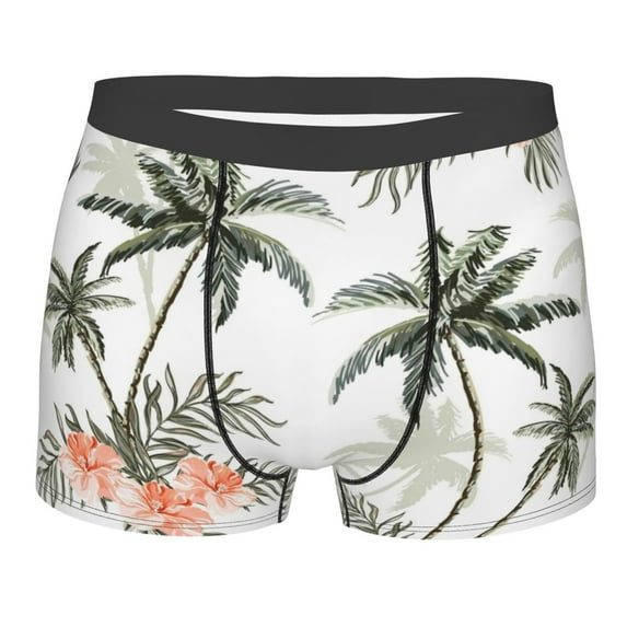 Yiaed Vintage Palm Trees Print Men's Soft Cotton Boxer Shorts Breathable Boxers Underwear Moisture-Wicking Underwear Stretch Boxer Briefs for Man-XX-Large