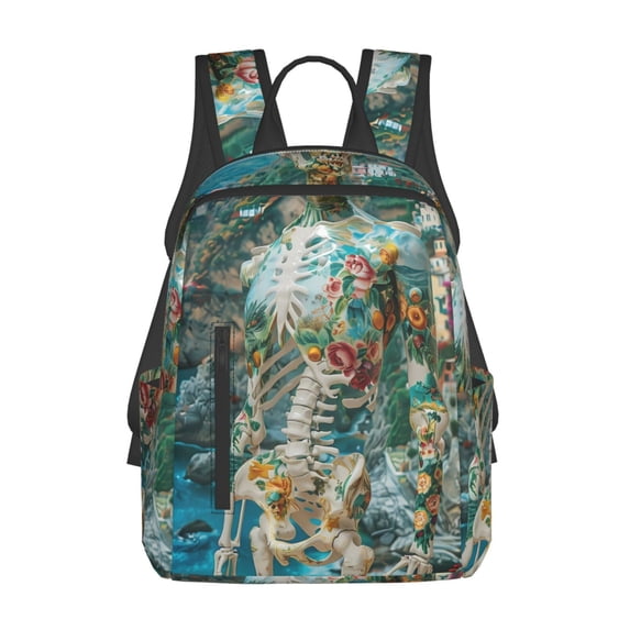 Yiaed Vintage Print Island Skull Print Lightweight Backpack Travel Backpacks Hiking Daypack for Women Men