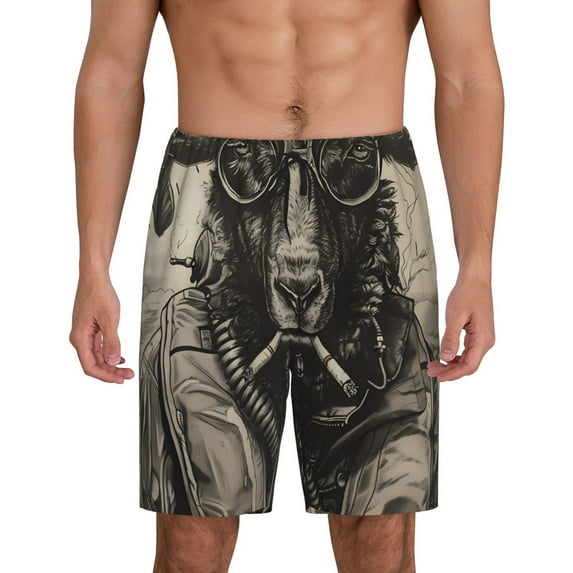 Yiaed Vintage Ram Pilot for Men's Soft Sleep Pajama Short Lounging Pajama Shorts-4X-Large