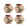 thumbnail image 1 of Yiaed Vintage Rose Botanical Art Print Leather Coasters for Drinks - Cup Coasters Coffee Table Kitchen Table Bar, Home & Office Gifts Handmade Drink Coasters-Hexagon, 1 of 6
