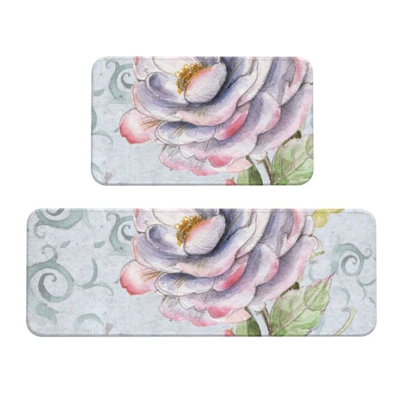 Yiaed Vintage Rose Kitchen Rugs Sets of 2 Kitchen Mats Cushioned Anti Fatigue Kitchen Rug Tapetes Para Cocina for Sink,Laundry Room