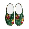 thumbnail image 1 of Yiaed Vintage Santa Skiing Green Plaid Print Slippers Fuzzy Warm Cozy Slippers Non Slip House Slippers For Indoor Outdoor Slippers House Slippers-39/40, 1 of 7