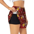 thumbnail image 1 of Yiaed Vintage Santa Skiing Red Plaid Print Women's Running Shorts with Liner 3 Zipper Pockets Elastic Workout Athletic Gym Yoga Shorts-Medium, 1 of 7
