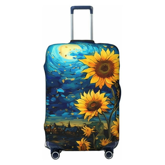 Yiaed Vintage Starry Sky Sunflower Print Travel Luggage Cover Suitcase Protector Fits 18-32 Inch Luggage Wheel Covers Patterned Elastic Luggage Anti-scratch(No luggage)-
