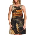 thumbnail image 1 of Yiaed Vintage Style Elk Print Women's Sleeveless Dress, Loose Fit Summer Dress, Casual Sleeveless Dress for Women, 1 of 7
