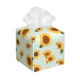 thumbnail image 1 of Yiaed Vintage White Polka Dot Sunflower Print Tissue Box Cover, PU Leather Decorative Organizer for Tabletop, Bathroom, Car, Office Creative Decorative, 1 of 7