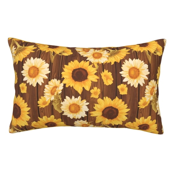 Yiaed Vintage Wood Grain Sunflower A Print Brushed Microfiber Envelope Pillowcases, Standard,Envelope Closure Pillow Cases(No pillow core)-14"x20"