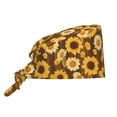 thumbnail image 1 of Yiaed Vintage Wood Grain Sunflower A Print Turban Hat for Women Men Comfortable Adjustable Cleaning Working Cap with Sweatband, 1 of 4