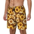 thumbnail image 1 of Yiaed Vintage Wood Grain Sunflower B Print Mens Swim Trunks Bathing Suit Compression Liner Beach Swim Shorts Swimwear Quick Dry Zipper Pocket No-Chafing Board Short-Medium, 1 of 6