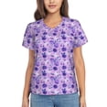 thumbnail image 1 of Yiaed Violet Print Women's T Shirt V-Neck Short Sleeve Shirt Casual Breathable Tee Summer Tops-XX-Large, 1 of 5