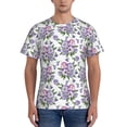 thumbnail image 1 of Yiaed Violets Flowers Print Mens Short Sleeve Tight Fit T-Shirt, Crewneck Casual Tee-Medium, 1 of 5