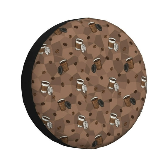 Yiaed Warm Coffee Pattern Print Print Tire Wheel Cover, tire covers for trailers,rv wheel covers,rv tire covers, camper tire covers,tire covers for cars-15 inch
