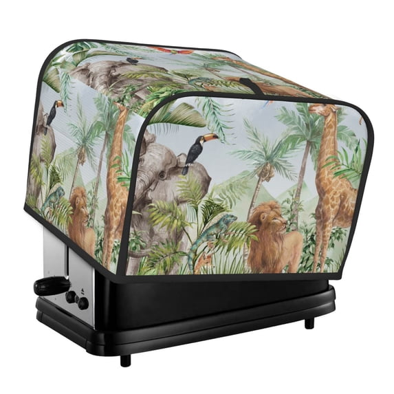 Yiaed Watercolor African Animals Wildlife Print 4 Slice Toaster Dust Cover Bread Machine Oven Dustproof Cover Kitchen Bakeware Protector Dustproof Fingerprint Protection