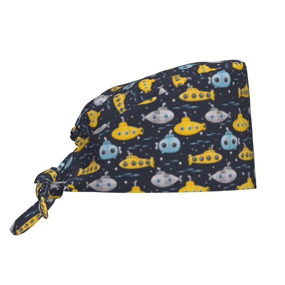 Yiaed Watercolor Bathyscaphe Print Turban Hat for Women Men Comfortable Adjustable Cleaning Working Cap with Sweatband