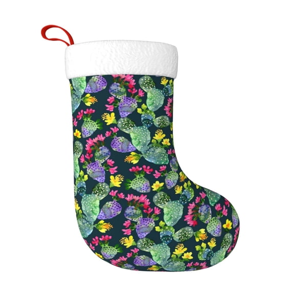 Yiaed Watercolor Cactuses Print Christmas Stockings, Christmas Stockings Hanging Ornaments, Christmas Stockings for Family Christmas Holiday Decorations