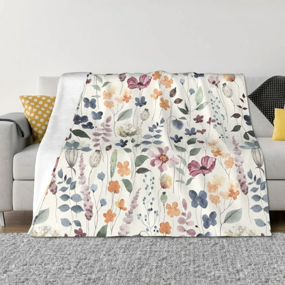 Yiaed Watercolor Floral Print Blanket Throw Blanket Soft Cozy Flannel Blanket for Home Bed Sofa Couch Chair-40"x30"