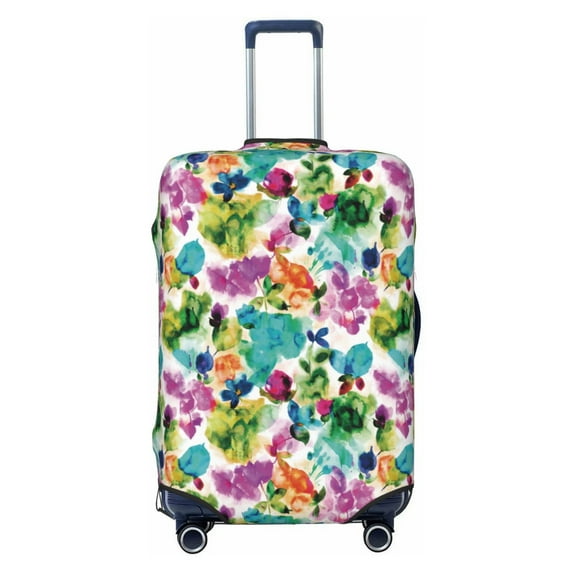 Yiaed Watercolor Flowers Print Travel Luggage Cover Suitcase Protector Fits 18-32 Inch Luggage Wheel Covers Patterned Elastic Luggage Anti-scratch（No luggage）-Medium