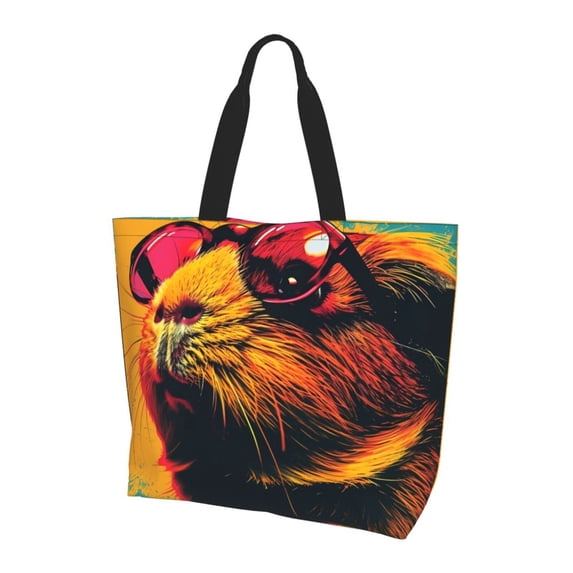 Yiaed Watercolor Glasses Guinea Pig Print Handbag for Women Tote Purse Shoulder Bag Large Fashion Hobo Purse Handbag Shopping Tote