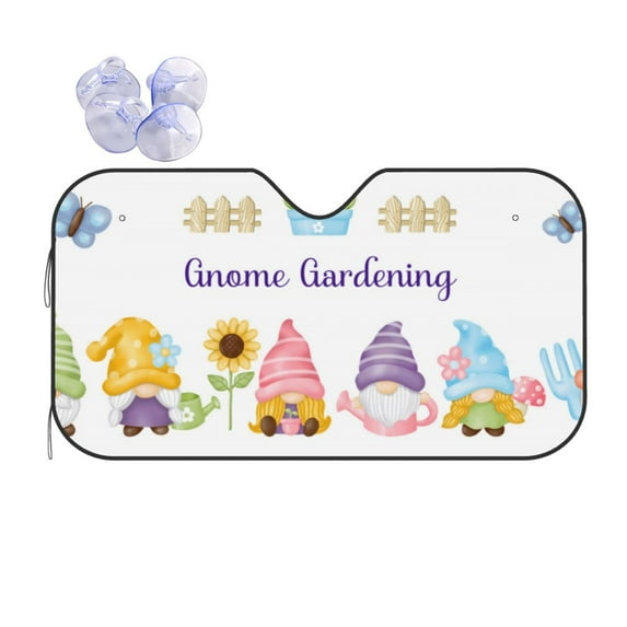 Yiaed Watercolor Gnome Garden Print Car Windshield Sunshade Front Auto Car Front Window Sun Shade Foldable Sun Visor Shield Cover Auto Accessories for Sedan SUV Truck-Small
