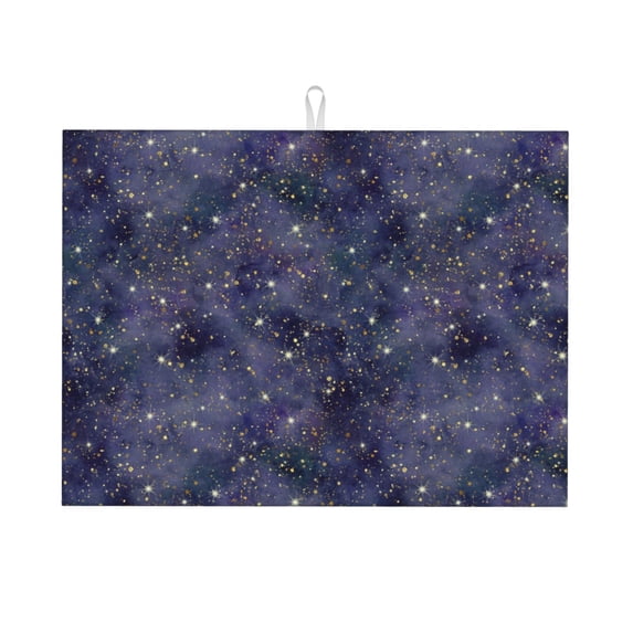 Yiaed Watercolor Indigo Print Highly Absorbent Microfiber Kitchen Counter Mat, Dish Drying Pad for Dishes, Utensils, Pots and Pans, Large 18" x 24"