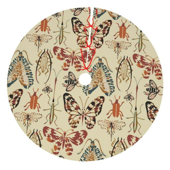 Yiaed Watercolor Insects Print Christmas Tree Skirt , Tree SkirtsTree Mat for Christmas Winter Holiday Indoor Decorations-36"