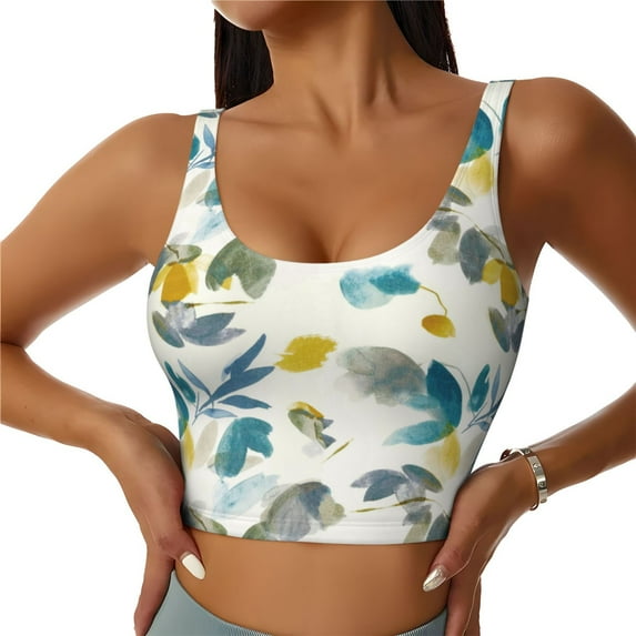 Yiaed Watercolor Leaves Print Ladies Waistcoat Women Sports Vest Vest Sports Women Sports Top Yoga Vest for women-XX-Large