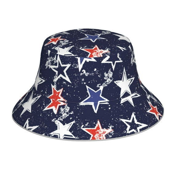 Yiaed Watercolor Stars Print Reflective Stripe Bucket Hat Unisex Funny Outdoor Fisherman Cap Beach Sun Hat