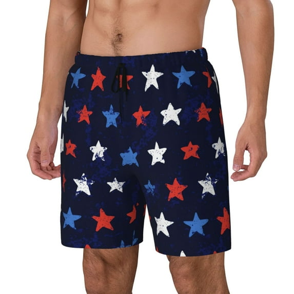 Yiaed Watercolor Stars1 Print Mens Swim Trunks Bathing Suit Compression Liner Beach Swim Shorts Swimwear Quick Dry Zipper Pocket No-Chafing Board Short-Large