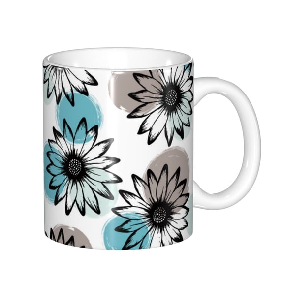 Yiaed Watercolor Sunflower Print Ceramics Coffee,Large Handle Design,Extra Large Tea and Coffee Cup for Office and Home Mugs