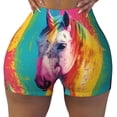 thumbnail image 1 of Yiaed Watercolor White Horse Print Women's Athletic Shorts Running Shorts Sporty Short High Waisted Elastic Workout Shorts for Yoga Gym Running & Sports -Medium, 1 of 8