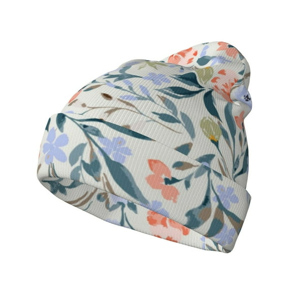 Yiaed Watercolor Wildflowers 1 Print Winter Beanie for Men Women, Fleece Lined Beanie Soft Warm Knit Hat Ski Stocking Cuffed Ca
