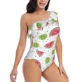 thumbnail image 1 of Yiaed Watermelon And Kiwi Print Women One Piece Swimsuits Tummy Control One Shoulder Bathing Suits Pattern Ruffle Swimwear-X-Large, 1 of 8