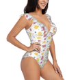 thumbnail image 1 of Yiaed Watermelon And Lemon Print Women's Ruffled One Piece Swimsuit V Neck Swimwear Slimming Monokini for Woman-XX-Large, 1 of 8