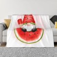 thumbnail image 1 of Yiaed Watermelon Gnome Print Blanket Throw Blanket Soft Cozy Flannel Blanket for Home Bed Sofa Couch Chair-50"x40", 1 of 6