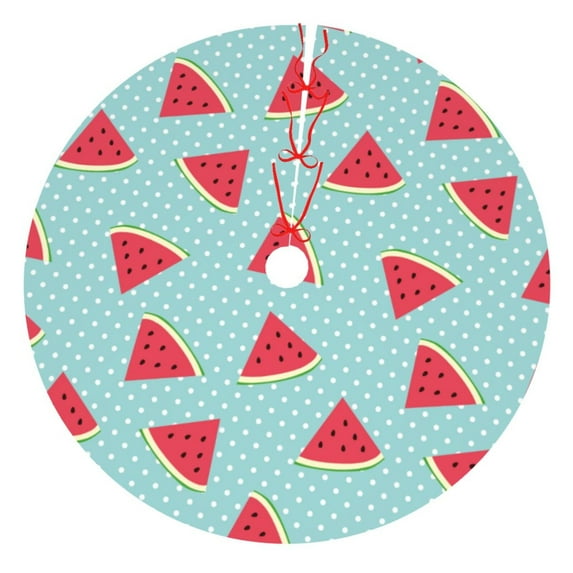 Yiaed Watermelon Print Christmas Tree Skirt , Tree SkirtsTree Mat for Christmas Winter Holiday Indoor Decorations-48"